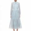 Self-portrait Pale Blue Chiffon Trimmed Dress READY TO WEAR