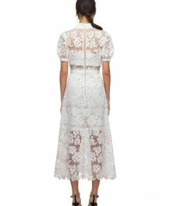 Self-portrait White Abstract Guipure Dress