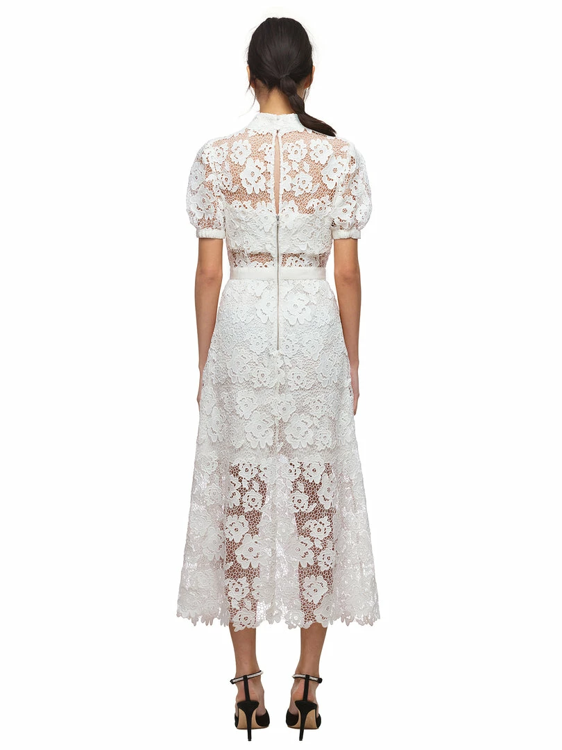 Self-portrait White Abstract Guipure Dress