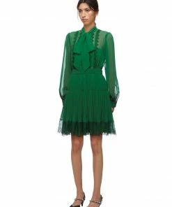 Self-portrait Green Chiffon Mini Dress