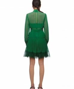 Self-portrait Green Chiffon Mini Dress