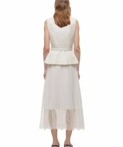 Self-portrait Sleeveless Tailored Boucle And Chiffon Midi Dress