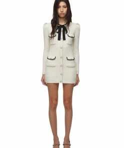 Self-portrait Ivory Lurex Knit Dress