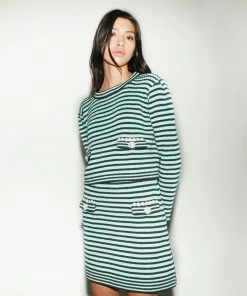 Self-portrait Green Melange Knit Skirt