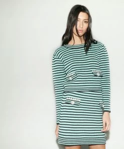 Self-portrait Green Melange Knit Skirt