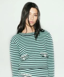 Self-portrait Green Melange Knit Jumper READY TO WEAR