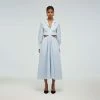Self-portrait Dresses Blue Cotton Cut Out Dress