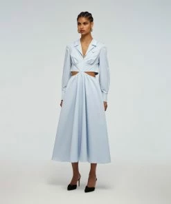 Self-portrait Dresses Blue Cotton Cut Out Dress