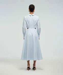 Self-portrait Dresses Blue Cotton Cut Out Dress