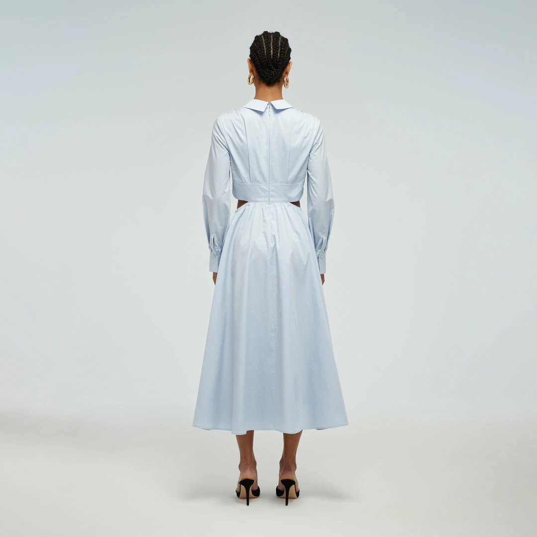 Self-portrait Dresses Blue Cotton Cut Out Dress