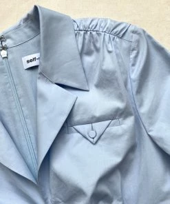 Self-portrait Dresses Blue Cotton Cut Out Dress