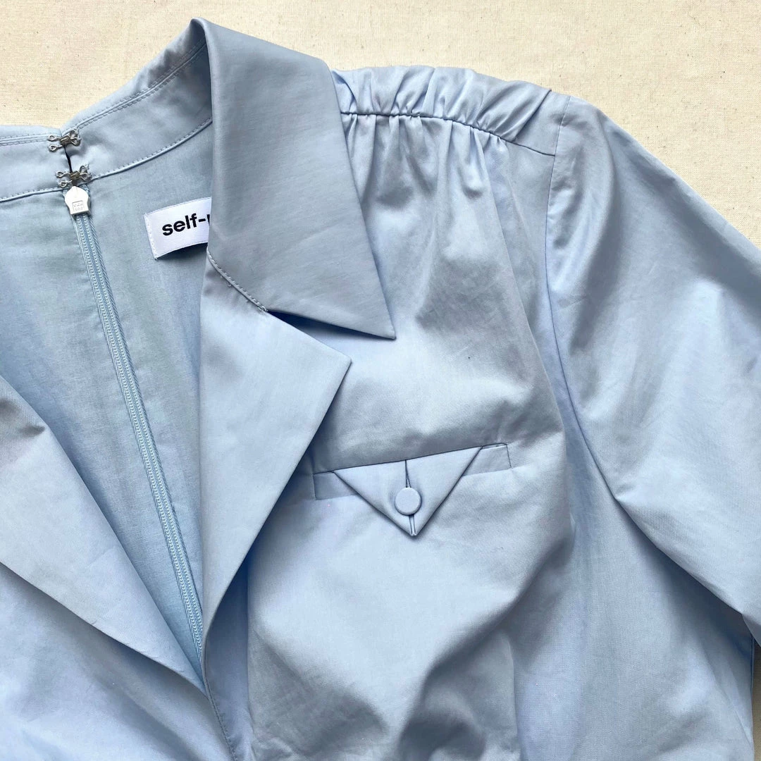 Self-portrait Dresses Blue Cotton Cut Out Dress