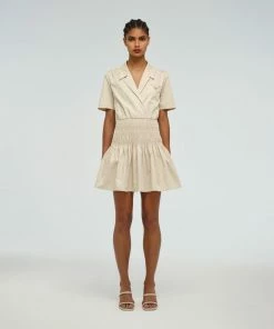 Self-portrait Shirred Cotton Mini Dress READY TO WEAR