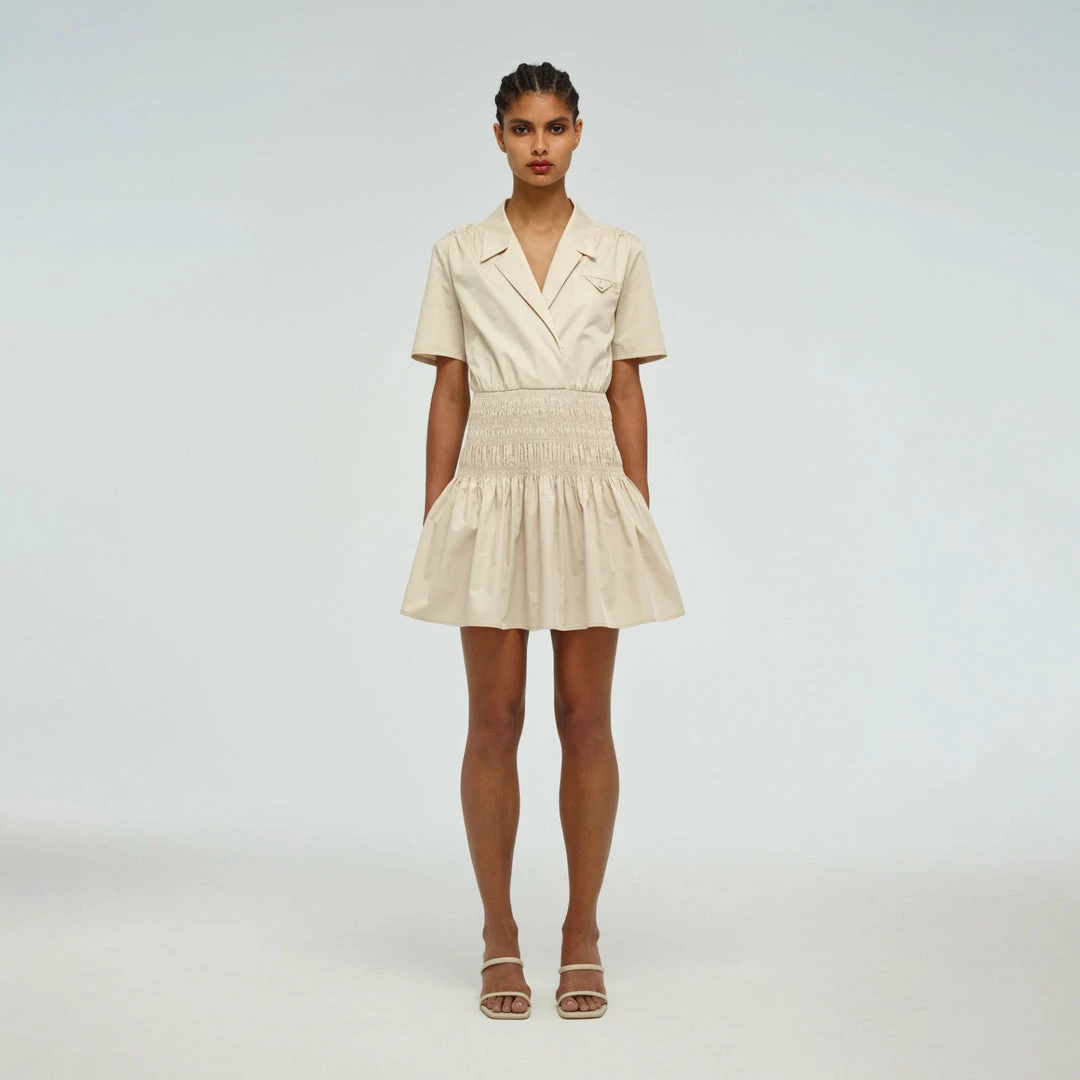 Self-portrait Shirred Cotton Mini Dress READY TO WEAR