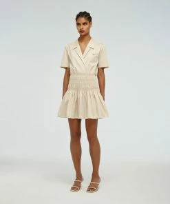 Self-portrait Shirred Cotton Mini Dress READY TO WEAR