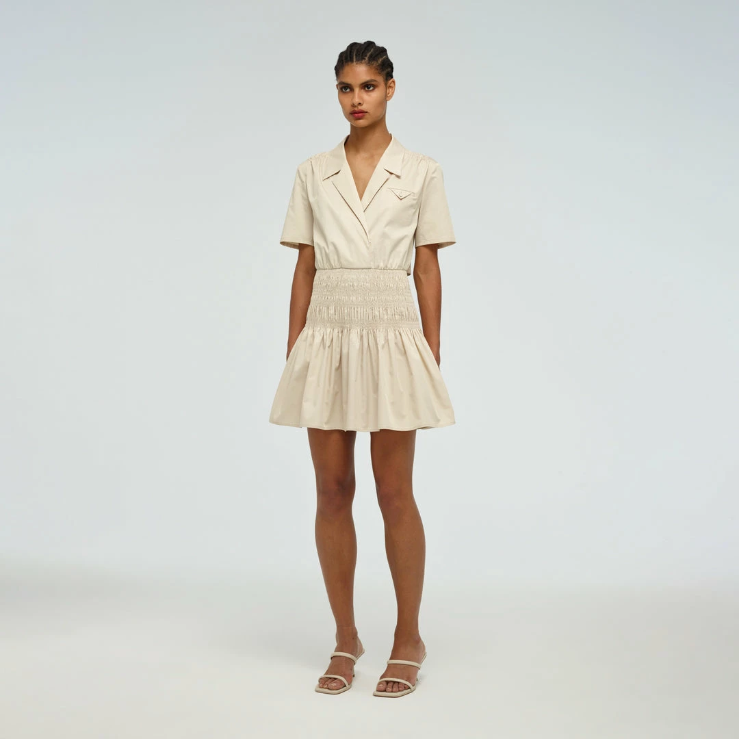 Self-portrait Shirred Cotton Mini Dress READY TO WEAR