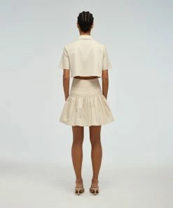 Self-portrait Shirred Cotton Mini Dress READY TO WEAR