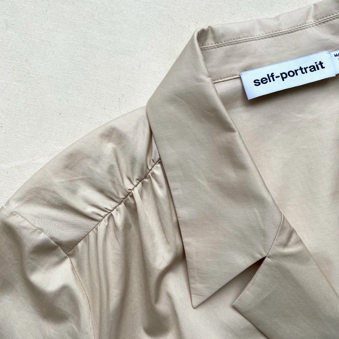 Self-portrait Shirred Cotton Mini Dress READY TO WEAR