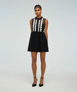 Self-portrait Monochrome Scallop Dress READY TO WEAR