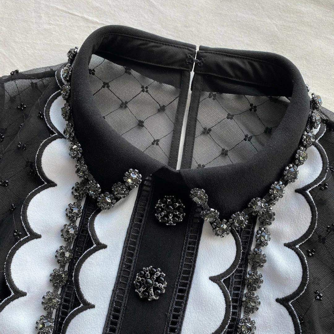 Self-portrait Monochrome Scallop Dress READY TO WEAR