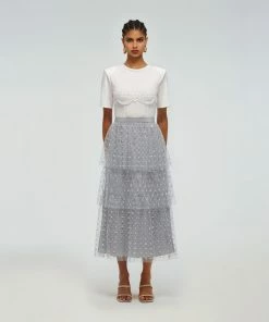 Self-portrait Cluster Sequin Midi Skirt READY TO WEAR