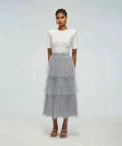 Self-portrait Cluster Sequin Midi Skirt READY TO WEAR