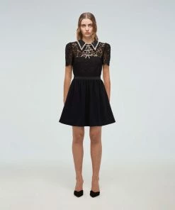 Self-portrait READY TO WEAR Black Guipure Mini Dress