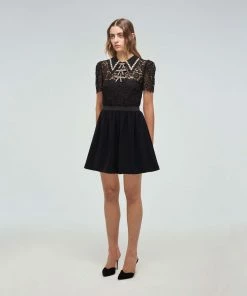 Self-portrait READY TO WEAR Black Guipure Mini Dress