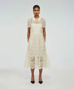 Self-portrait READY TO WEAR Ivory Guipure Midi Dress