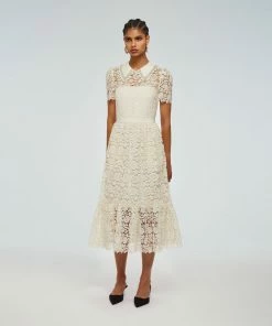 Self-portrait READY TO WEAR Ivory Guipure Midi Dress