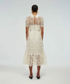 Self-portrait READY TO WEAR Ivory Guipure Midi Dress