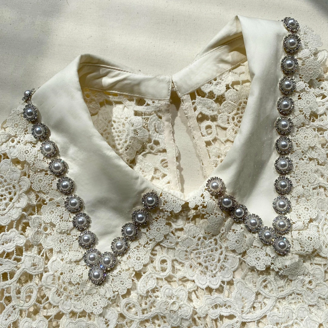 Self-portrait READY TO WEAR Ivory Guipure Midi Dress