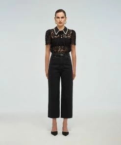 Self-portrait Black Guipure Lace Top