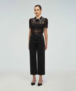 Self-portrait Black Guipure Lace Top