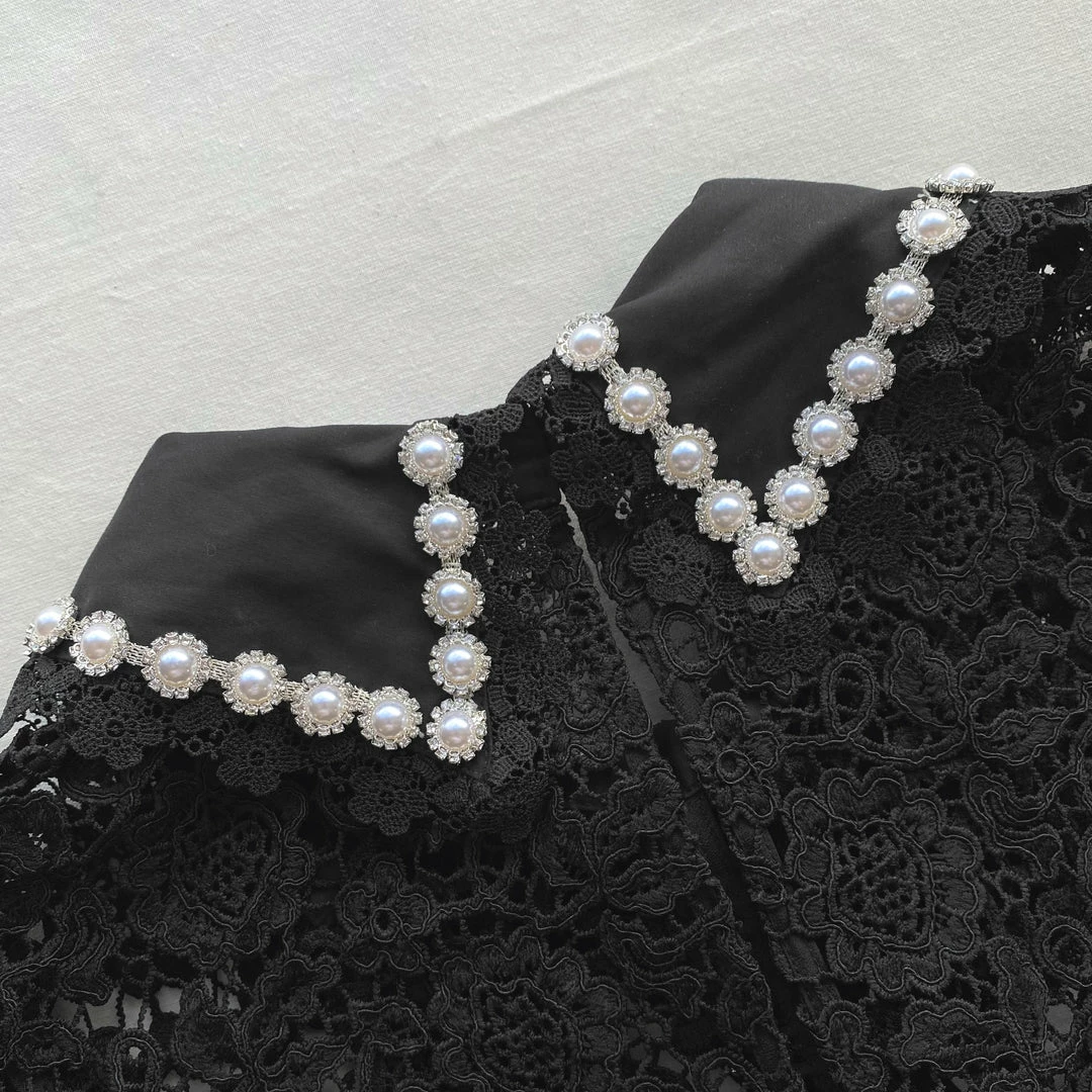 Self-portrait Black Guipure Lace Top