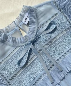 Self-portrait READY TO WEAR Blue Broderie Chiffon Dress