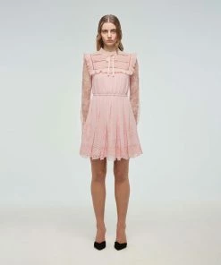 Self-portrait Pink Broderie Chiffon Mini Dress Dresses