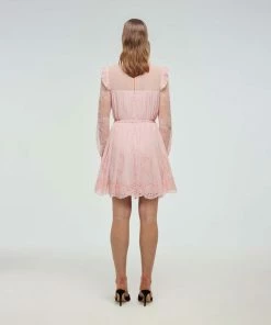 Self-portrait Pink Broderie Chiffon Mini Dress Dresses
