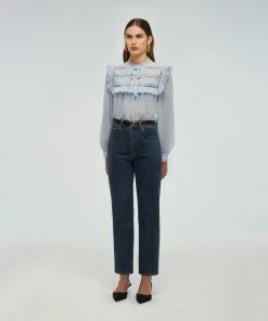 Self-portrait Blue Chiffon Blouse