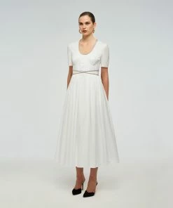 Self-portrait Cotton Diamante Trim Dress READY TO WEAR