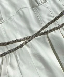 Self-portrait Cotton Diamante Trim Dress READY TO WEAR