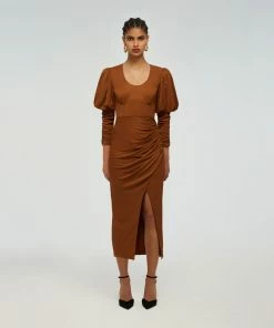 Self-portrait Puff Sleeve Midi Dress