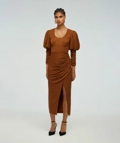 Self-portrait Puff Sleeve Midi Dress