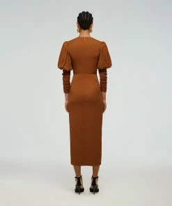 Self-portrait Puff Sleeve Midi Dress