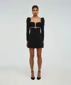 Self-portrait Black Crepe Diamante Mini Dress READY TO WEAR