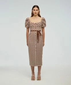 Self-portrait Gingham Midi Dress READY TO WEAR