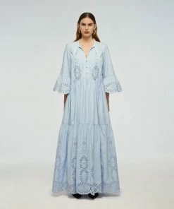 Self-portrait Embroidered Cotton Maxi Dress