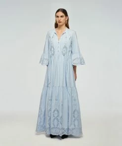 Self-portrait Embroidered Cotton Maxi Dress