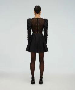 Self-portrait READY TO WEAR Lace Back Taffeta Mini Dress