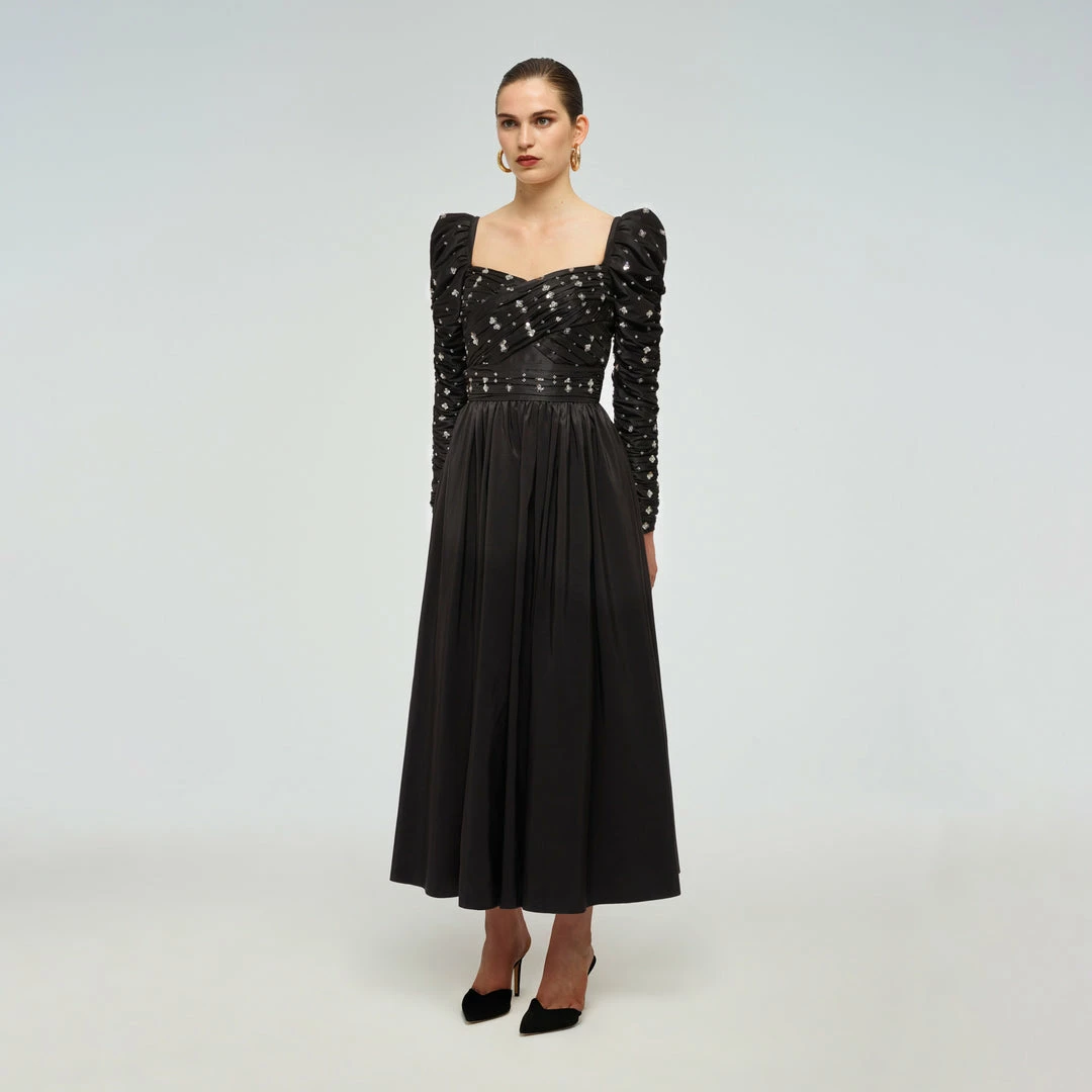 Self-portrait READY TO WEAR Cluster Sequin Taffeta Midi Dress